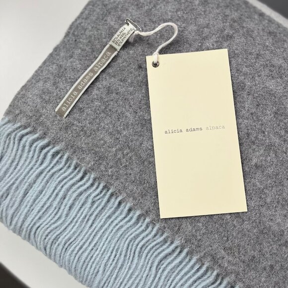 Alicia Adams Alpaca Wool Luxury Canyon Throw in Light Blue/Light Grey/Ivory - Picture 3 of 9